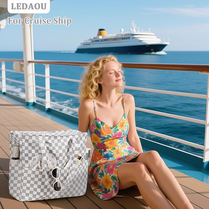 LEDAOU Beach Bag Waterproof Sandproof Women Beach Tote Pool Bag with Zipper for Swim Gym Grocery Travel with Wet Pocket | Sandproof - Image 7