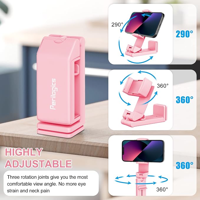 Perilogics Airplane Phone Holder Mount Universal in Flight Hands Free Viewing with Multi-Directional Dual 360 Degree Rotation (Pink) - Image 8