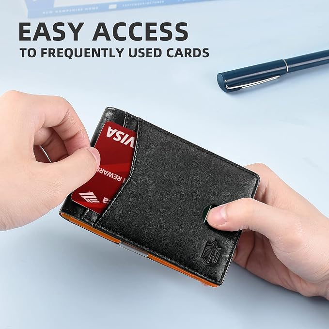 Zitahli Money Clip Wallets for Men,Slim Bifold Wallet 10-12 Cards, Mens Leather Wallet with ID Window,RFID Blocking Thin Minimalist Credit Card Holder,Gifts for Him - Image 4
