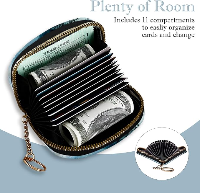 Women's Slim RFID Wallet – Compact Leather Card Holder Wallet for Women, 9 Card Slots RFID Blocking Credit Card Organizer, Small Travel Wallet - Mountain Wolf Pack - Image 3