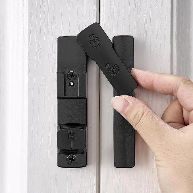 Black 180 Degree Barn Door Lock,Flip Gate Latches Hardware | Zinc Alloy Door Lock,Sliding Door Latches,for bedroom,drawer,pet enclosures,cabinet,garage,window by INIRET
