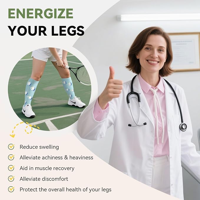 Plus Size Compression Socks for Women Men Wide Calf 15-20 mmHg Knee High Extra Large for Nurses Pregnant Travel - Image 5