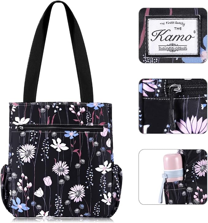 KAMO Floral Tote Bag - Waterproof Lightweight Handbags Travel Shoulder Bag for Hiking Yoga Gym Swimming Travel Beach - Image 4
