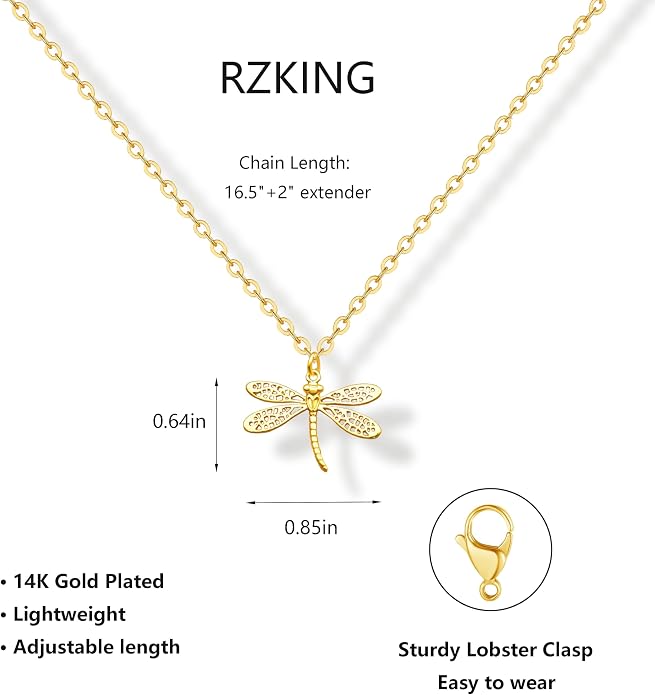 RZKING Golden Necklace for Women, Dainty Butterfly Heart Bow Rose Necklace, Gifts for Best Friend Sister Mom Girlfriend, Graduation Chritmas Birthday Anniversary Thank You Gifts - Image 2
