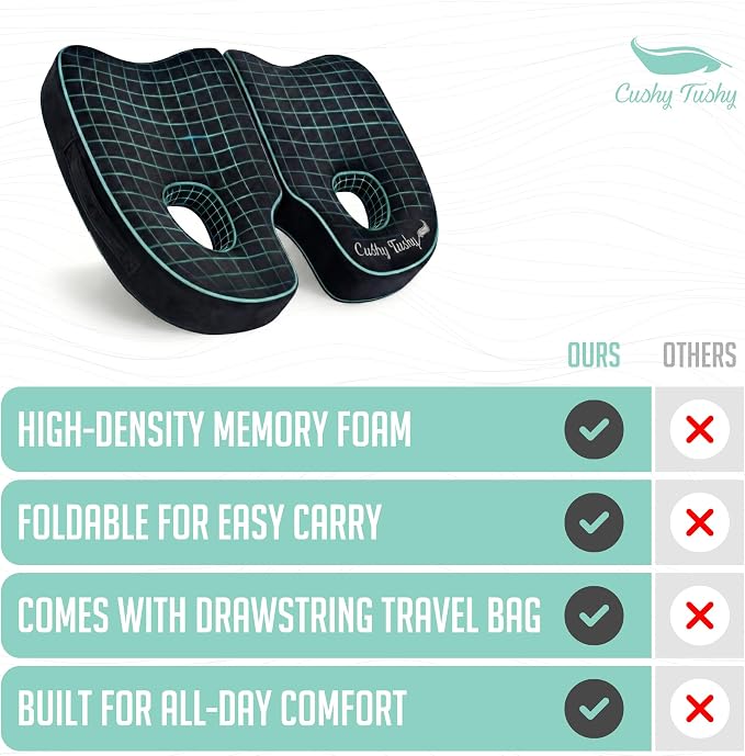 Premium Foldable Piriformis Seat Cushion - Piriformis Pain and Sciatic Pain Relief Cushion - for Home & Office Use, Perfect for Travel or Driving - Image 8