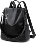 Fashion Backpack Purse For Women Anti-theft Rucksack Pu Leather Lightweight Water-resistant Shoulder Bag, Black by Didida