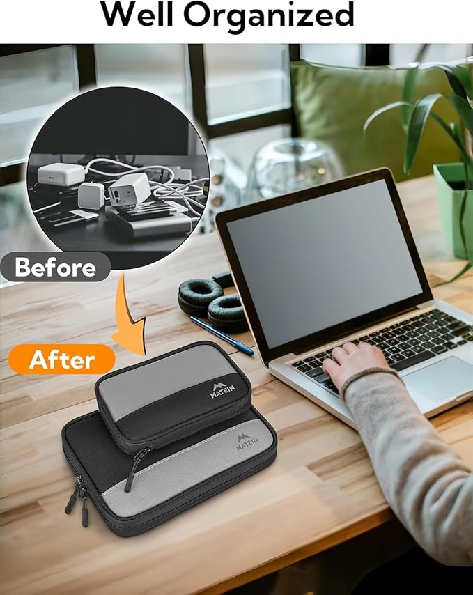 MATEIN Cord Organizer Travel Case, Cable Storage Bag, 2 Pack | Water Resistant, Portable Electronics Case, Carrying Bag for Cable, Changer, Earphone, for Electronic Accessories - Image 3