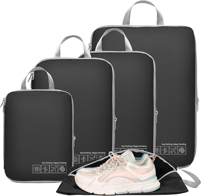 Cambond Compression Packing Cubes for Travel - Luggage Suitcase Organizer | Compression Zip Design for Space-saving, Expandable, Lightweight, Keep Clothes Sorted, Luggage Space Tidy, Carry on Pack Fast by Cambond