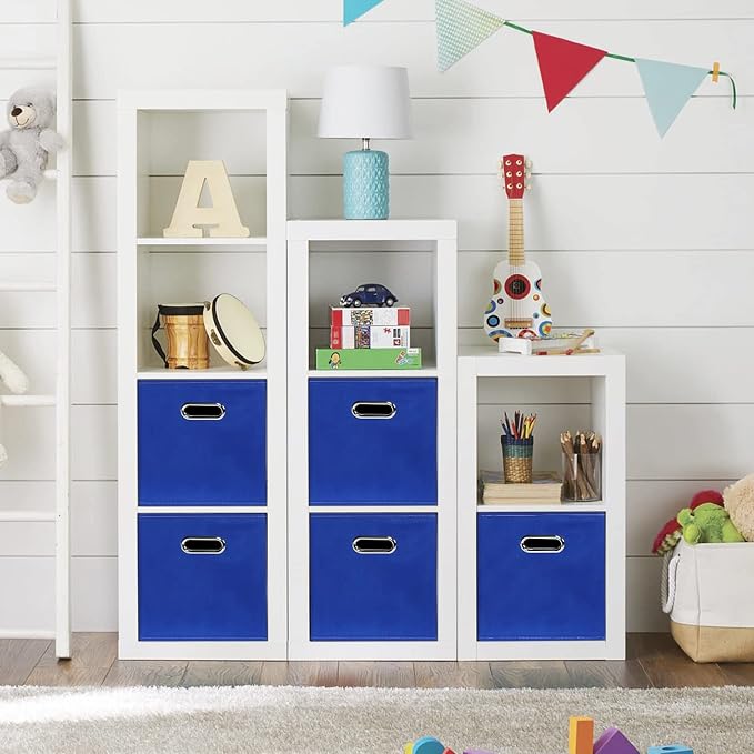 Fabric storage bins Cubes, Fabric Cube Organizer with Handle, Foldable Cube Bins for Cloth or Accessary Storage, 11x11x11, Set of 6, (Dark Blue) - Image 4