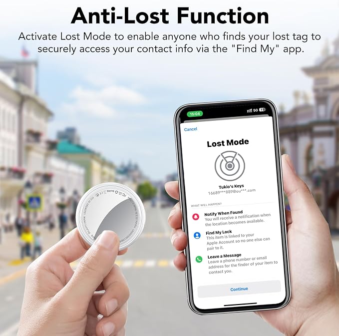 Air Tracker Tags-4 Pack (iOS Only), [Apple MFi Certified] Key Finder | Replaceable Battery Bluetooth Tracker Compatible with Apple Find My, Item Locator Smart Tag for Keys, Bag, Luggage and More - Image 4