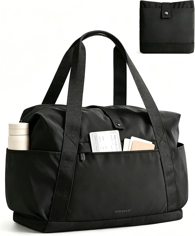 BAGSMART Foldable Duffle Bag for Travel, 25L Personal Item Travel Bag, Carry on Duffel Bag for Travel Essentials, Lightweight Gym Bag for Women, Weekender Bags for Women, Water Resistant by BAGSMART