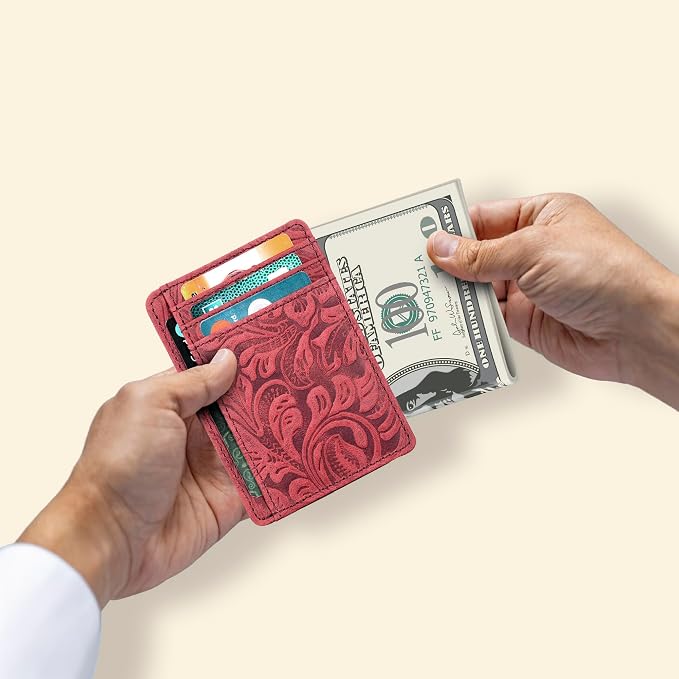 Slim Minimalist Leather RFID Blocking Front Pocket Wallet, Credit Card - Image 4