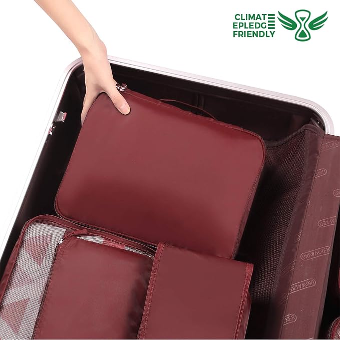 BAGAIL 8 Set Packing Cubes Luggage Packing Organizers for Travel Accessories-Wine Red - Image 6