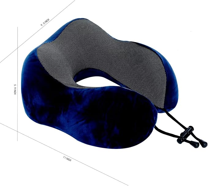 Memory Foam Travel Pillow, Neck Pillow with 360-Degree Head Support, Comfortable and Lightweight, Ideal for Sleeping on Airplane, Car, Train, Bus and Home Use, Comes with Storage Bag (Blue) - Image 5