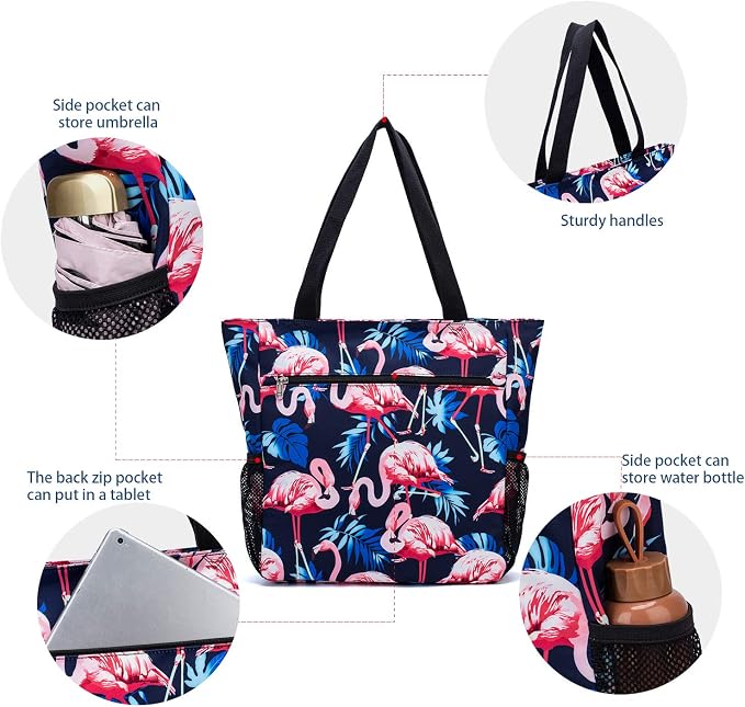 ETidy Large Capacity Foldable Tote Bag With Zipper | Water-resistant, Lightweight, Sandproof, Beach Bag, Gym Bag, Travel Shopping Bag - Image 5