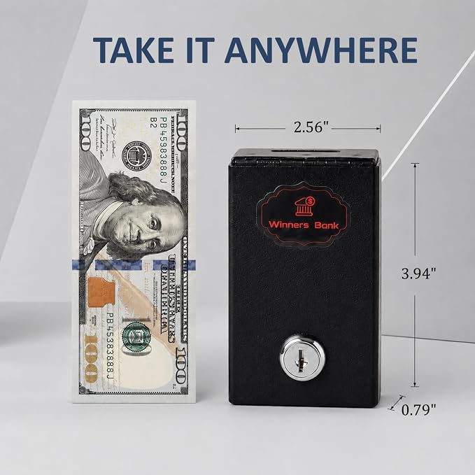 Winners Bank Gift for Gambler Portable Pocket Safe for Casino Winnings with 2 Keys Metal Money Box Take Your Winnings Home - Image 4