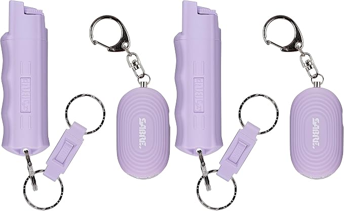 SABRE Personal Safety Kit with Pepper Spray and 2-in-1 Personal Alarm with LED Light, 0.54 fl oz, 25 Bursts,130dB Alarm, Audible Up to 1,250 Feet by SABRE