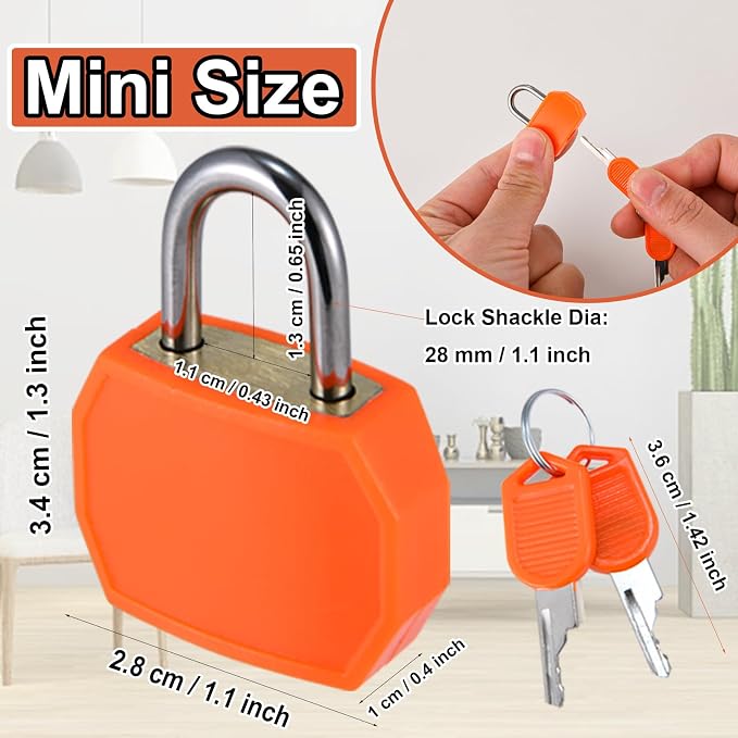 smilixin 12 PCS Suitcase Locks with Keys,Small Locks with Keys,6 Colors | Metal Luggage Padlocks with Key,Lock Luggage Locks Mini Keyed Padlock for Backpack Boxes Laptop Bag School Gym Locker,28 mm - Image 2