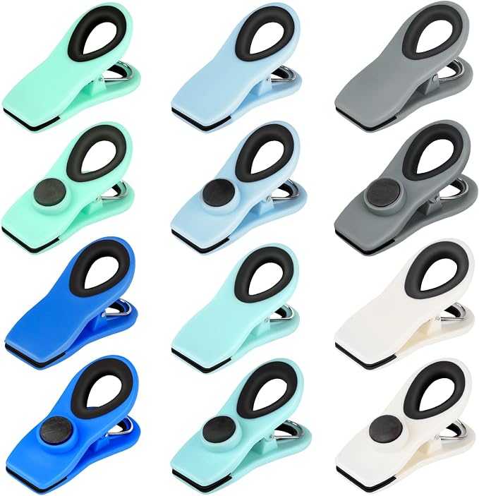 Chip Clips, Magnetic Bag Clips with Air Tight Seal for Food Storage, 12 Pieces (Blue Ombre) by TACGEA