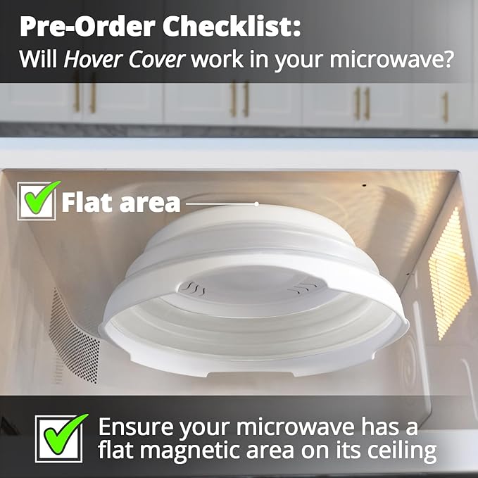 HOVER COVER Magnetic Microwave Splatter Cover - 12-Inch Collapsible - White | High Power, Stronger Magnetic Grip, BPA-Free Lid, Vented Plate Guard with Steam Vents, Dishwasher Safe, Space-Saving Storage - Image 3