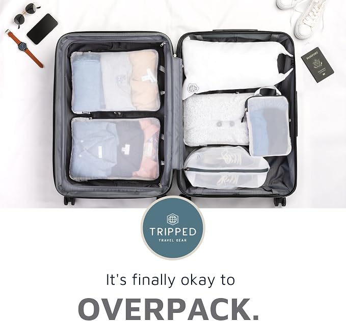 TRIPPED Travel Gear Large Compression Packing Cubes with Mesh 6-Piece Set | See-Through Mesh Organizers Maximize Space While Keeping Clothes and Travel Gear Organized and Easy to Find - Image 7