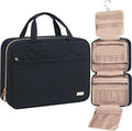 NISHEL Travel Toiletry Bag for women, Portable Hanging Organizer for Family-Sized Shampoo, Conditioner, Brushes Set, Makeup Accessories, Extra Large Size, Black | for FamilySized Shampoo, Conditioner, Brushes Set, makeup Accessories, Extra Large Size, ... by NISHEL