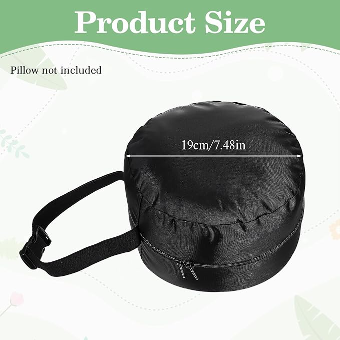 Neck Pillow Bag, Compresses Neck Pillow Case with Zipper, Quick Release Clasp Attaches to Luggage for Travel, Journey Airplane Train, Pillows Not Included, Black - Image 5
