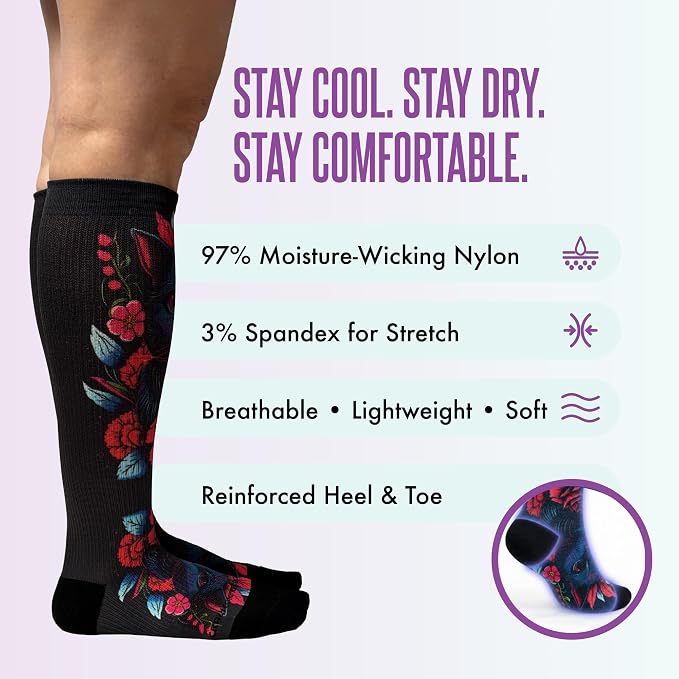 Crazy Compression Socks, Comfortable Support Socks for Recovery, Travel, Hiking, and Long-Hour Comfort w/Fun Designs - Image 5