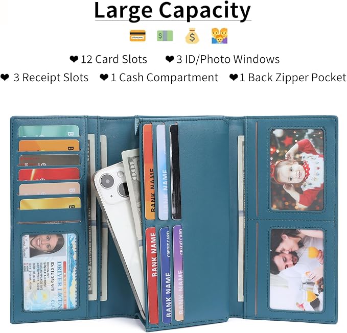 GOIACII Women's Wallet RFID Blocking Large Capacity Card Holder Ladies Phone Clutch Travel Long Purse Rabbit Print - Image 2