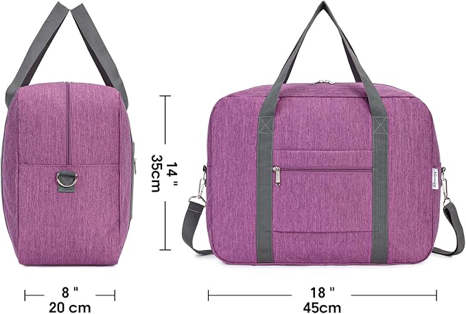 For Spirit Airlines Personal Item Bag 18x14x8 Foldable Travel Duffel Bag Tote Duffle Carry on Luggage for Women and Men 30L (Dark Purple) - Image 4