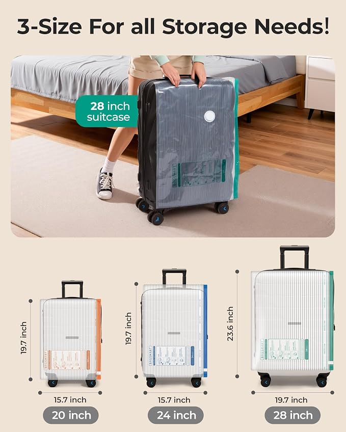 BAGSMART Travel Vacuum Bags with Rechargeable Electric Pump, 12PC Kit | Heavy-duty PA+PE material, Bonus Shoe, Laundry & Toiletry Bags, Save 80% Space Ideal for suitcase packing, travel & home. - Image 3
