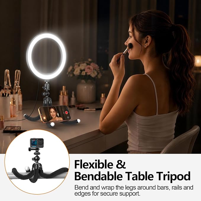 EMART 10'' Ring Light with 55'' Adjustable Tripod Stand & Phone Holder | 3 Color Modes 10 Brightness Levels Circle Selfie Lights with Wireless Remote for Streaming, Video Recording, YouTube, TikTok - Image 5