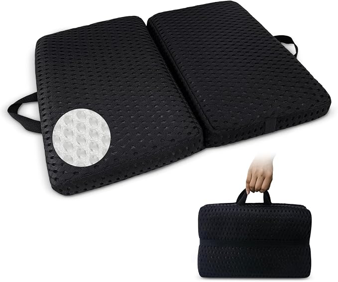 Portable Foldable Seat Cushion Soft Thick for Stadium Travel Camping Office | 3D mesh fabric breathable seat cushion for stadium bleacher airplane travel by EsmeLH