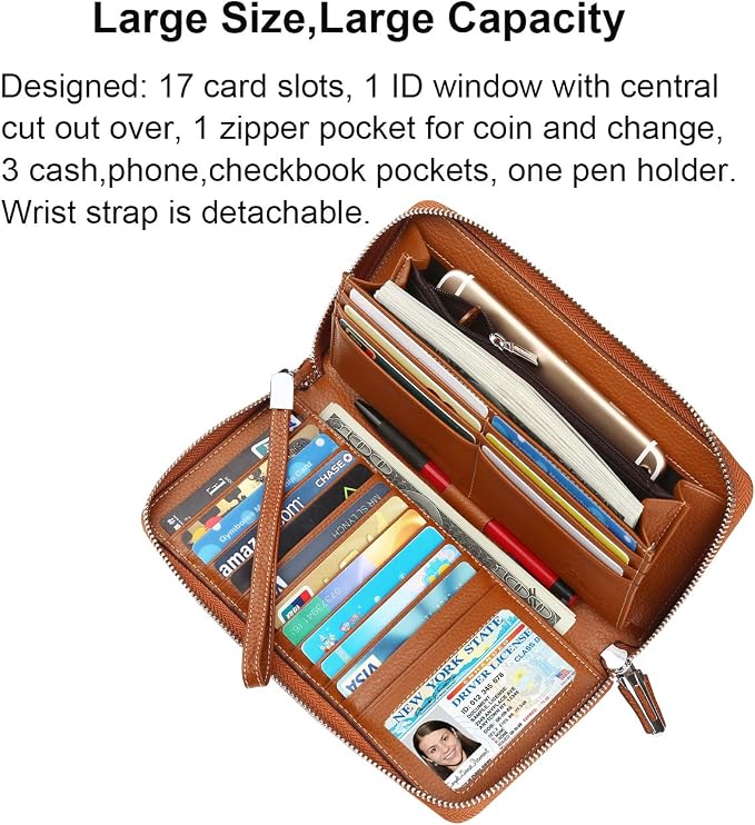 Small Compact Women Wallet RFID Blocking Genuine Leather Bifold Purse with ID Windows - Image 3