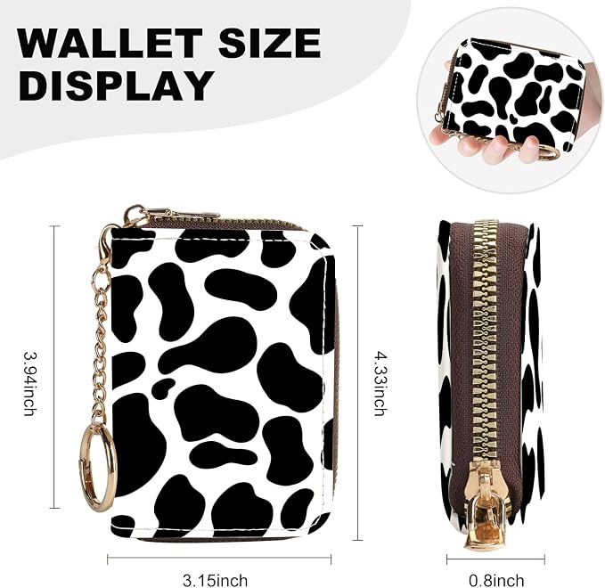 Credit Card Holder for Women,Small Rfid Wallet with Keychain Zipper,Cute PU Leather Card Case Wallet，Accordion Credit Card Wallets Gift,Milk Texture - Image 4