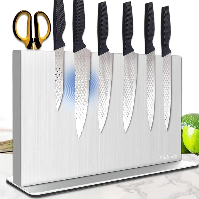 Magnetic Knife Block Without Knives— Stainless Steel Double-Sided Magnetic Knife Holder Stand with Strong Magnets, Knife Storage Organizer for Kitchen Counter top, 16 inch by Unknown