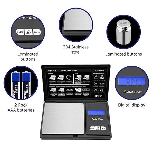 Gram Scale Digital Pocket Scale 200g/0.01g High Precision Small Jewelry Scale Mini,Weed,Coin,Gold,Portable Travel Food,Gram and Oz,with 20g Calibration Weight - Image 6