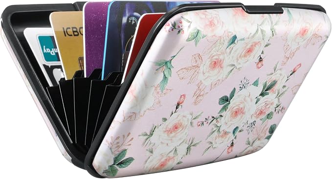 RFID Aluminum Wallet Credit Card Protector Case Holder for Men Women | Mini RFID Aluminum Wallet Credit Cards Holder Business Card Case Metal ID Case for Men Women(Pink Rose) - Image 6