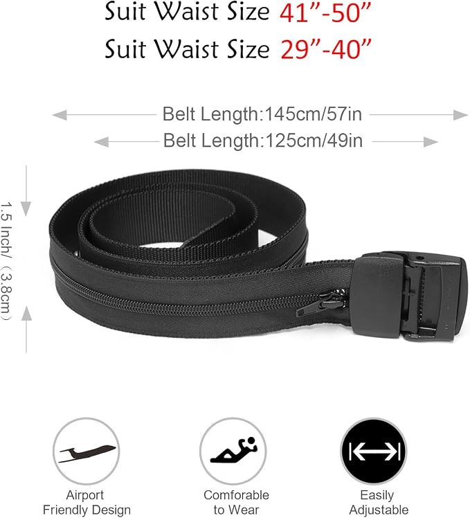 SUOSDEY Travel Money Belt, Nylon Hidden Money Pocket Belt with Plastic Buckle - Image 3