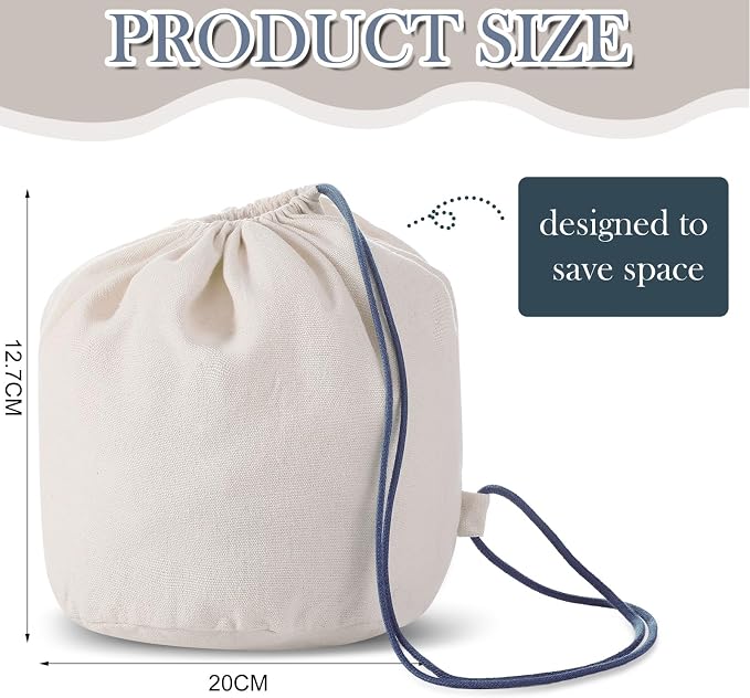 Dansydaisy 1 Pcs Travel Cotton Case Bag Sleeve Drawstring Pouch for Travel Pillow, Travel Neck Pillow Bag with Drawstring Travel Pillow Case Cover for Airplanes Trips Camping Storage - Image 2