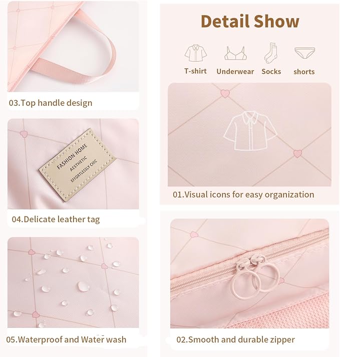 7-in-1 Travel Storage Bag, Foldable Hanging Packing Cube with Compartments for Clothes, Gray - Image 4