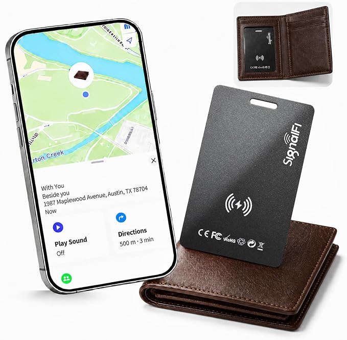Wallet Tracker Card for Apple Find My App(iOS only),0.07in Ultra Slim | MFi Certified Smart Tracker,IP68 Waterproof,Supports Wireless charging,for Wallets,Passports,Luggage and Pets by Unknown