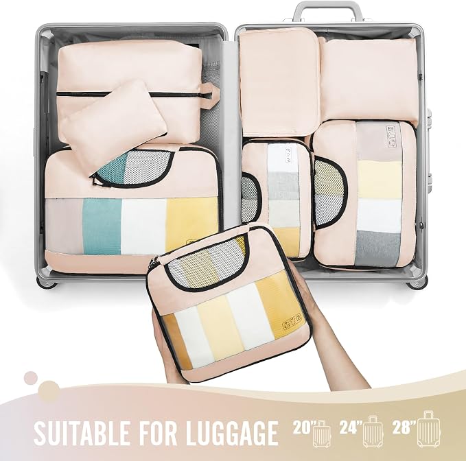 Veken 8 Set Packing Cubes for Travel Essentials, Suitcase Organizer Bags in 4 Sizes, Carry-On Luggage Accessories with Laundry Bag, Airplane Must Have, Gifts for Women Men - Image 3