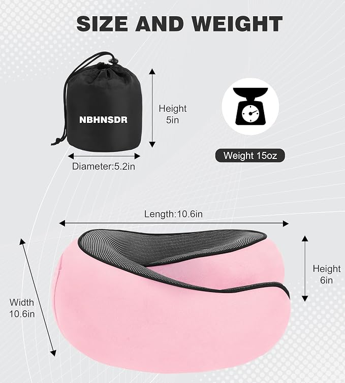 Travel Neck Pillow, Newly Upgraded Hooded Neck Pillow,100% Pure Memory Foam Travel Pillow for Flight Headrest Sleep,Portable Aircraft Accessory,Suitable for use in Plane/Car/Office(Pink) - Image 2