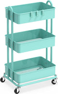 Simple Houseware 3-Tier Heavy Duty Metal Utility Rolling Cart, Turquoise by SimpleHouseware