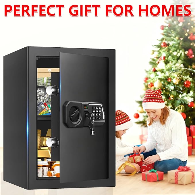 3.4 Cub Large Safes for Home Use, Digital Home Safe Box Fireproof Waterproof with Programmable Keypad, Spare Keys and Removable Shelf, Anti-Theft Fire Proof Safe for Document Money Valuables - Image 8