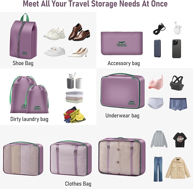8 Set Packing Cubes for Travel Suitcase Organizer Bags Luggage Packing Cubes Set Travel Essentials Accessories Gifts for Women - Image 5