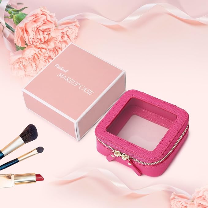 Pinkmik Small Clear Mini Makeup Bag, Fuxia, MINI-1 | Cosmetic Case & Toiletry Bag, Zipper Closure, Purse Organizer, Car Essentials - Image 7