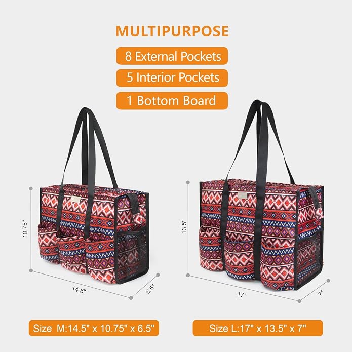 TOPDesign Utility Water Resistant Tote Bag with 13 Pockets, Top Zipper Closure & Thick Bottom Support, for Working Women - Image 2