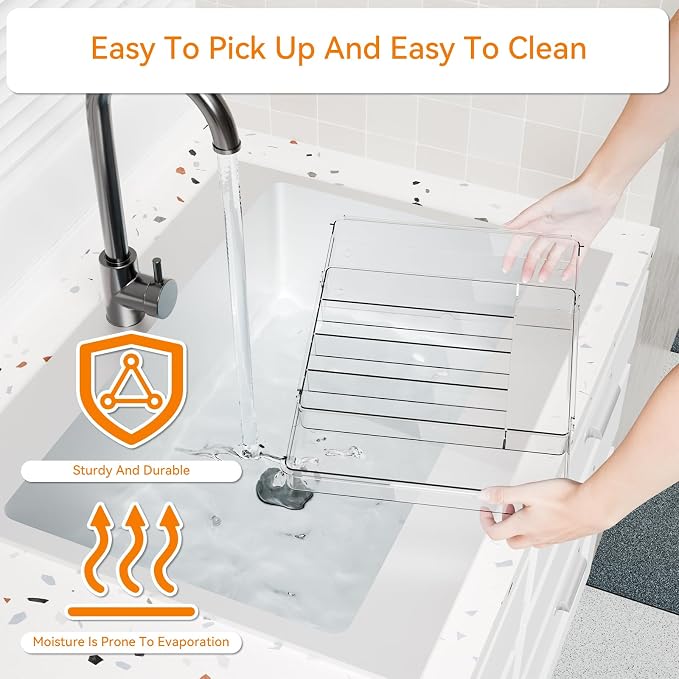 Clear Expandable Silverware Drawer Organizer,9.4-15.6In Adjustable Silverware Tray for Drawer,Acrylic Kitchen Utensil Drawer Organizer for Cutlery,Flatware Organizers and Fork and Spoon Holder - Image 6